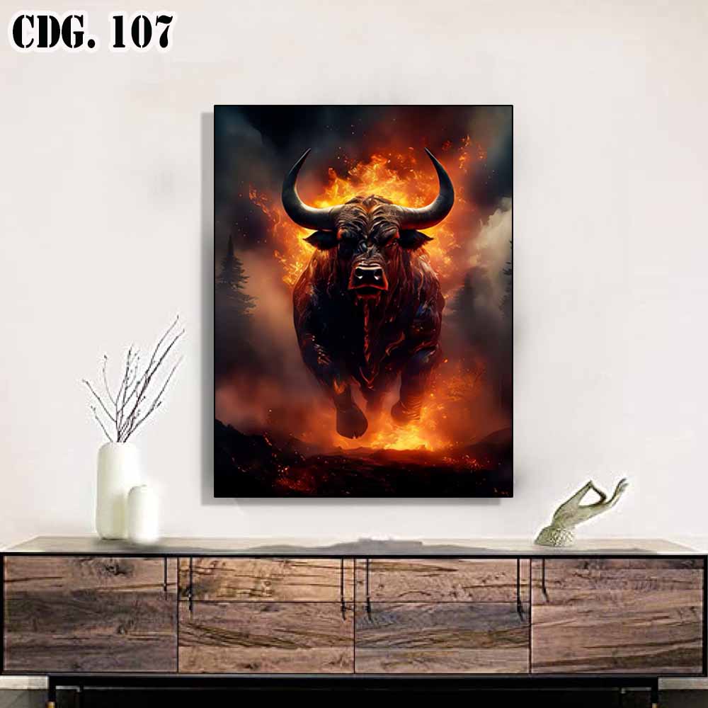 Cuadro Furia en Llamas: El Poder del Toro
