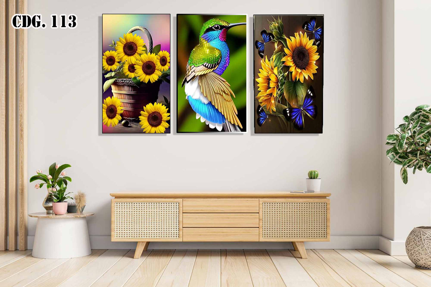 Cuadro Armonía Natural: Tríptico de Color y Vida