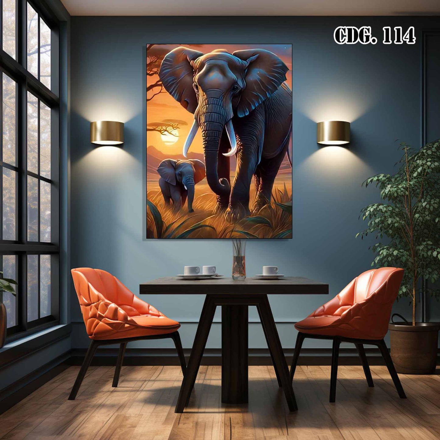 Cuadro Guardianes de la Sabana: La Majestuosidad del Elefante