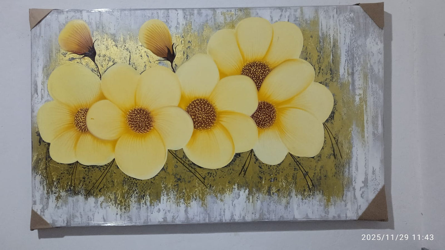 🌼 Cuadro Flores Doradas al Amanecer