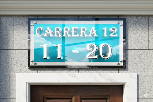 Placa con Marco doble en acrílico Cristal - Fondo celeste