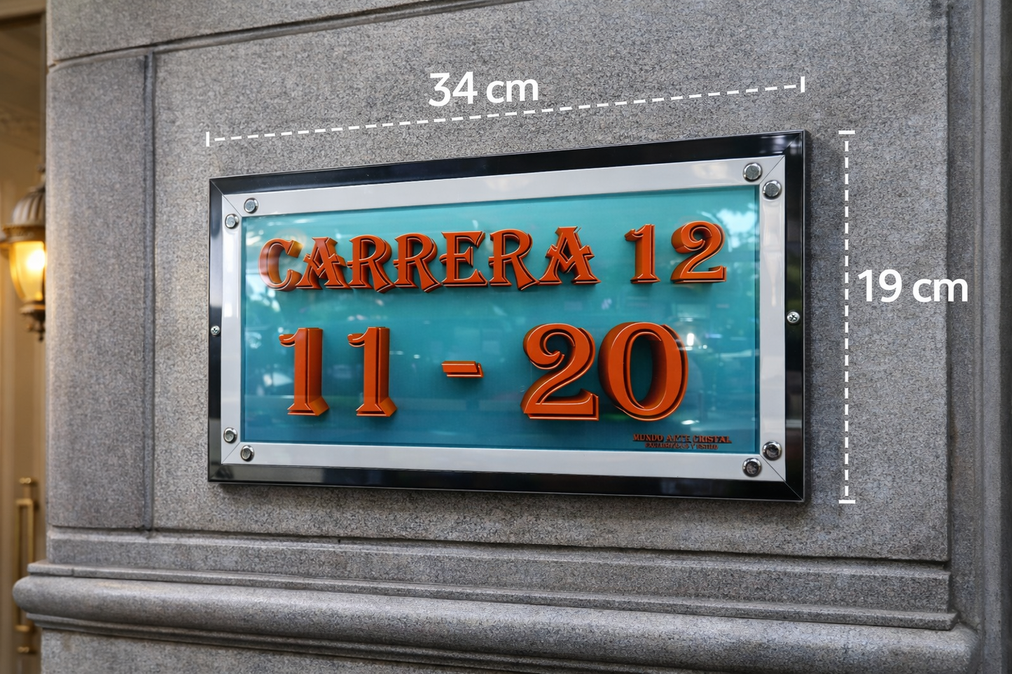 Placa con Marco doble en acrílico Cristal - Fondo Azul