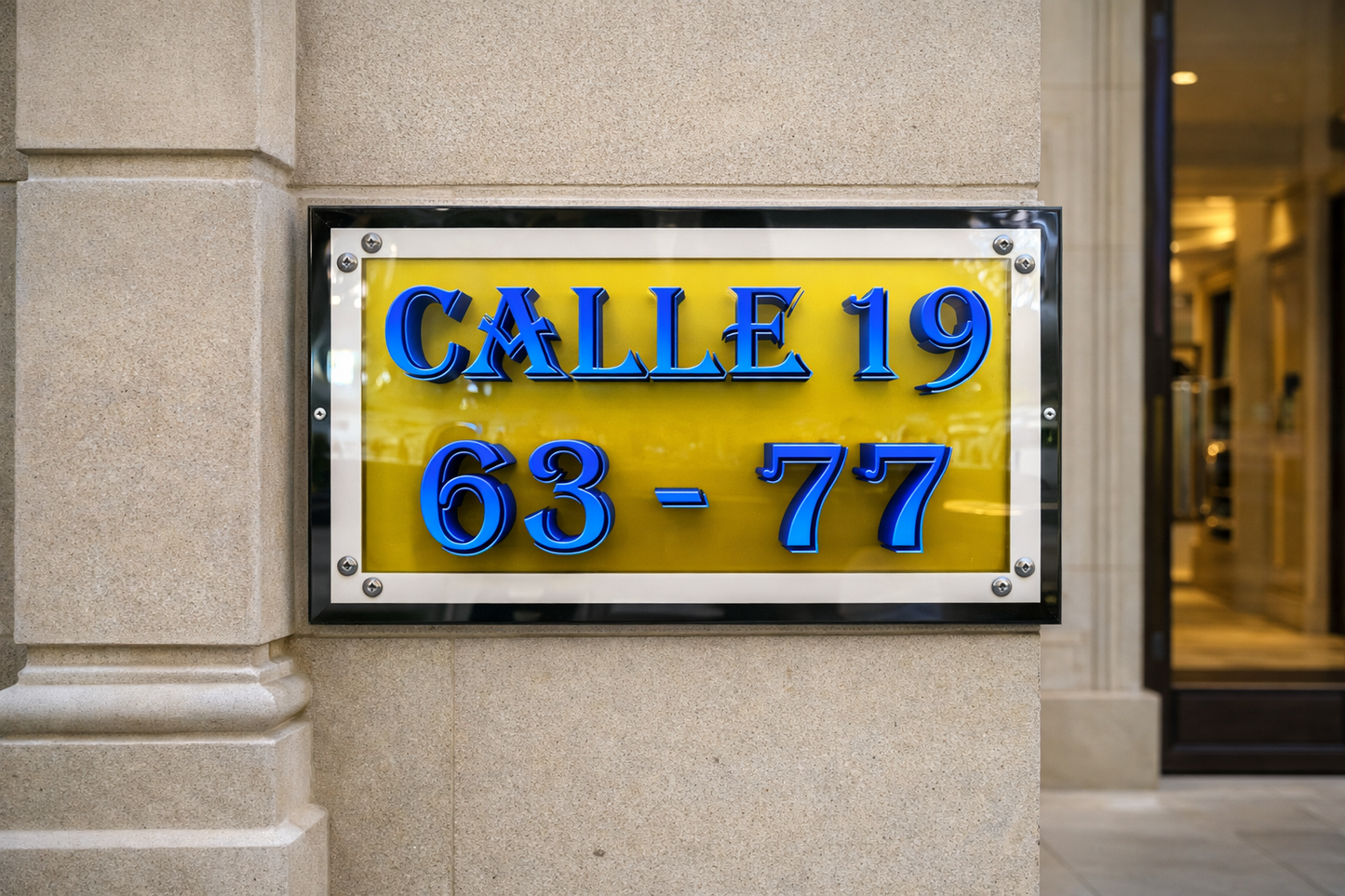 Placa con Marco doble en acrílico Cristal - Fondo Amarillo