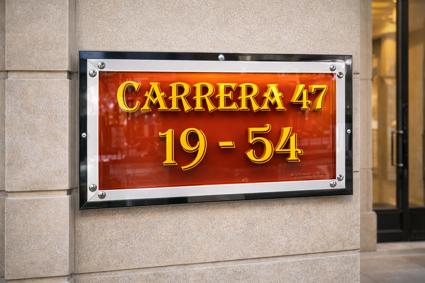 Placa con Marco doble en acrílico Cristal - Fondo Rojo