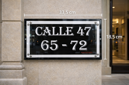 Placa con Marco doble en acrílico Cristal - Fondo Negro