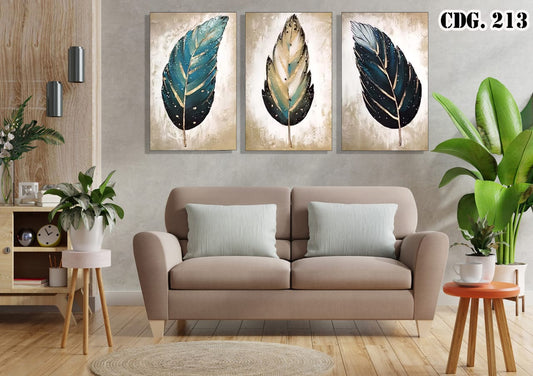 Cuadro 🌿 "Elegancia en Plumas" – Trío de Arte Natural 🖼️