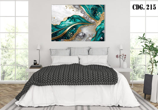 Cuadro 💎"Fusión Mineral"✨ – Abstracto en Verde y Oro