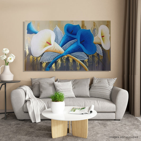 Cuadro  Elegancia Floral: Belleza Azul y Dorada en Tu Espacio ✨🎨