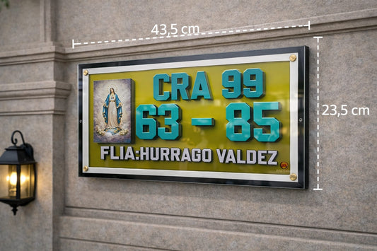 Placa con Marco doble en acrílico Cristal - Modelo C-2